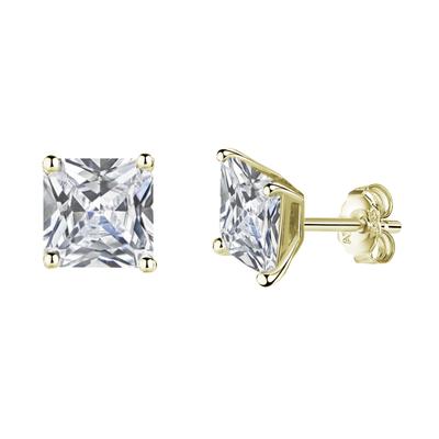 Paar Ohrstecker FIRETTI "Schmuck Geschenk Silber 925 Ohrringe Prinzessschliff", gelbgoldfarben, kristallweiß, kristallweiß, Ohrringe, Damen, Silber 925 (Sterlingsilber), Made in Germany - mit Zirkonia (synth.)