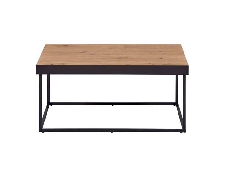 Table basse 90x55x40 cm décor chêne et noir