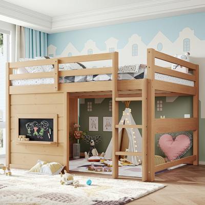 Telepassa Wood Loft Bed with a Playful Sliding Chalkboard