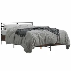 vidaXL Bettgestell Braun Eichen-Optik 120x190 cm Holzwerkstoff Metall