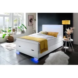 meise.möbel Boxspringbett Las Vegas II 140 x 200 cm Lederoptik Weiß