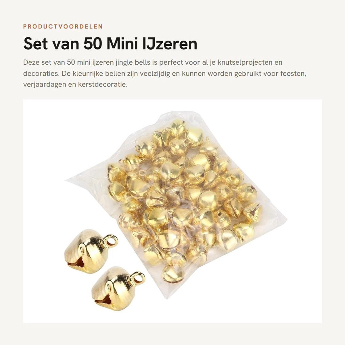 Dailygoods Jingle Bells 50 stuks - Mini ijzeren decoratieve knutselbellen