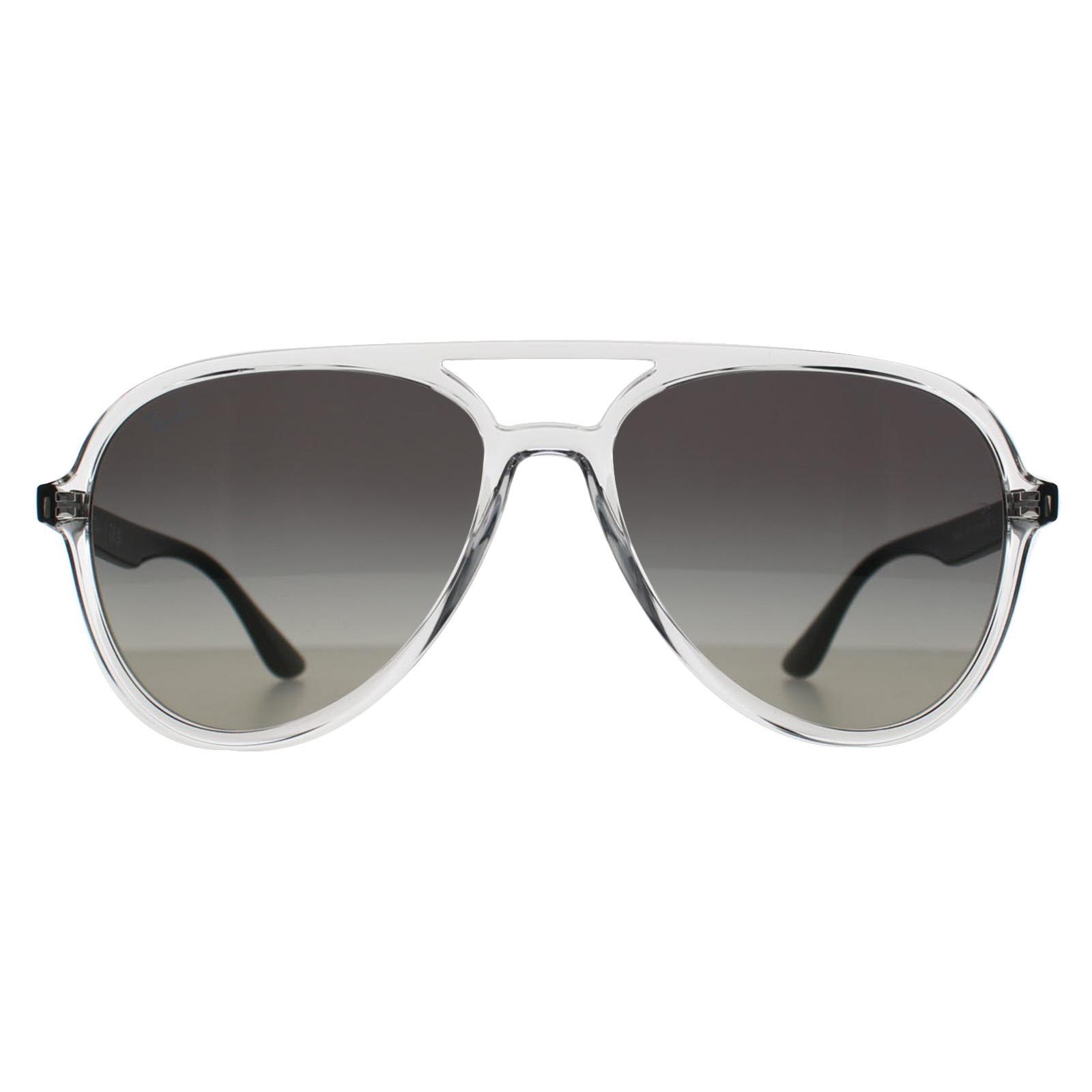 Ray-Ban RB4376 647711 polierte transparente graue Sonnenbrille mit Farbverlauf