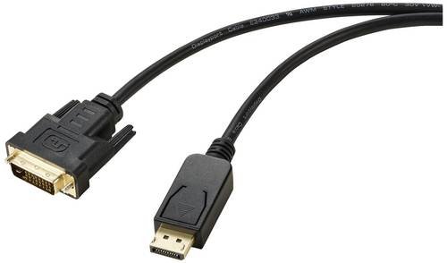 Renkforce DisplayPort / DVI Adapterkabel DisplayPort Stecker, DVI-D 24+1pol. Stecker 1.80m Schwarz RF-5771518 PVC-Mantel DVI-Kabel