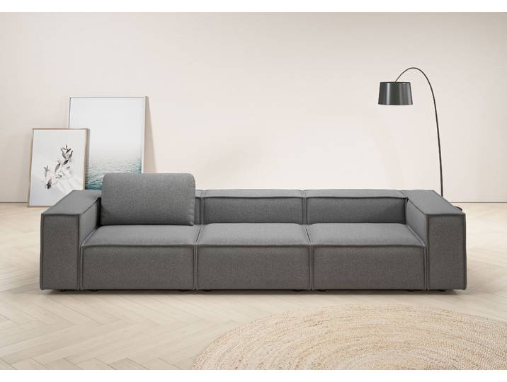 3,5-Sitzer HOME AFFAIRE Watertown, modernes Big-Sofa XXL, 336 cm Breite, Japandi Design , grau, B:336cm H:68cm T:98cm, 100% Polyester, Sofas, 3 5-Sitzer, Riesiges Designersofa mit viel Platz & weichen Bezügen in Trendfarben