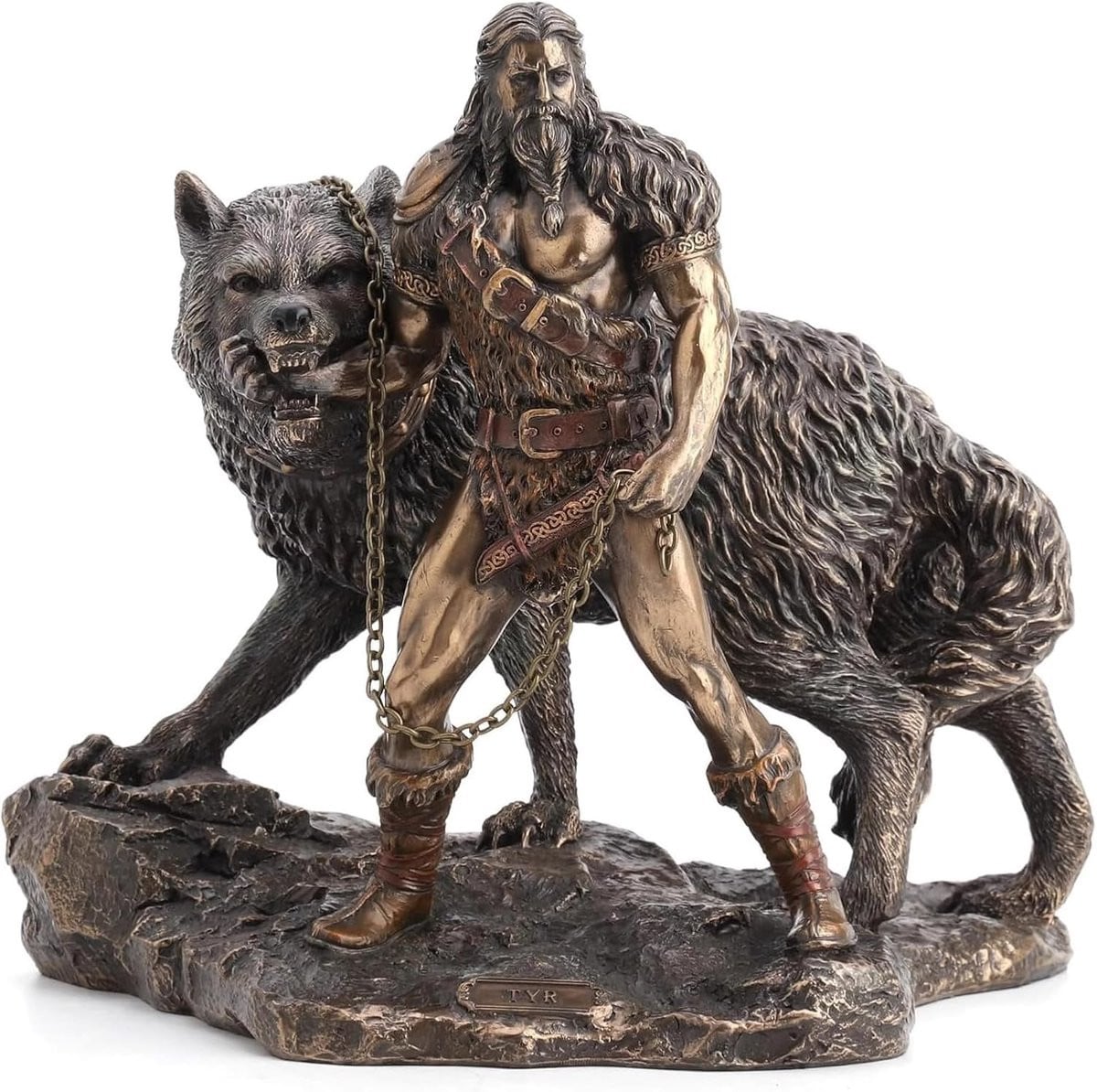 Godenbeeld Odin - Germaanse sculptuur voor op tafel - Diepzwart - Hoogte: 15 cm