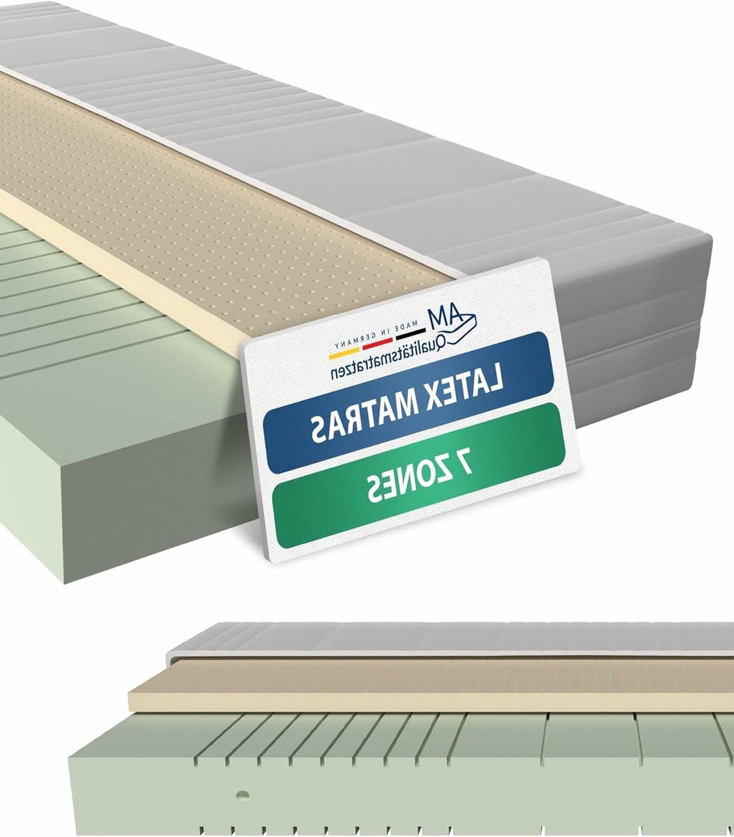 Merkloos Hybrid Latex Matras met 7-Zone Koudschuim Kern, Zacht, 100x200 cm