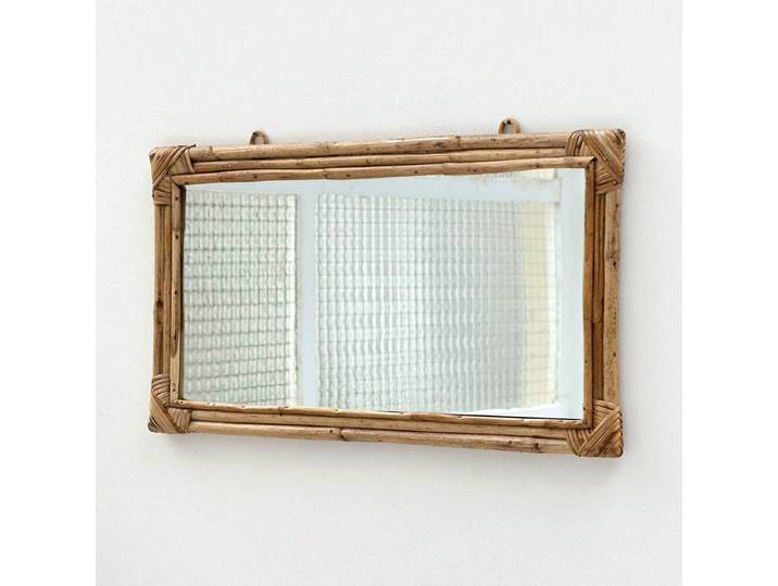 Miroir rectangulaire en rotin naturel 67 x 36 cm Moka