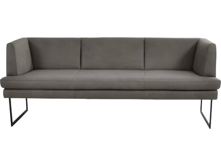 Polsterbank K+W KOMFORT & WOHNEN Cube , grau (granit 83), B:209cm H:82cm T:67cm, Sitzbänke, Polsterbank, Hammerkissenoptik, 2 Breiten, Metallkufe schwarz