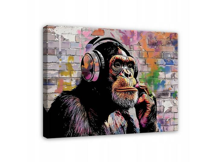 LEINWANDBILD Abstrakt Banksy Affe 100x70