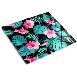 GLASPLATTE 60x52 cm Tropische Blumen