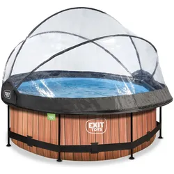 Exit Toys EXIT Wood Pool ø244x76cm mit Filterpumpe und Abdeckung - Braun