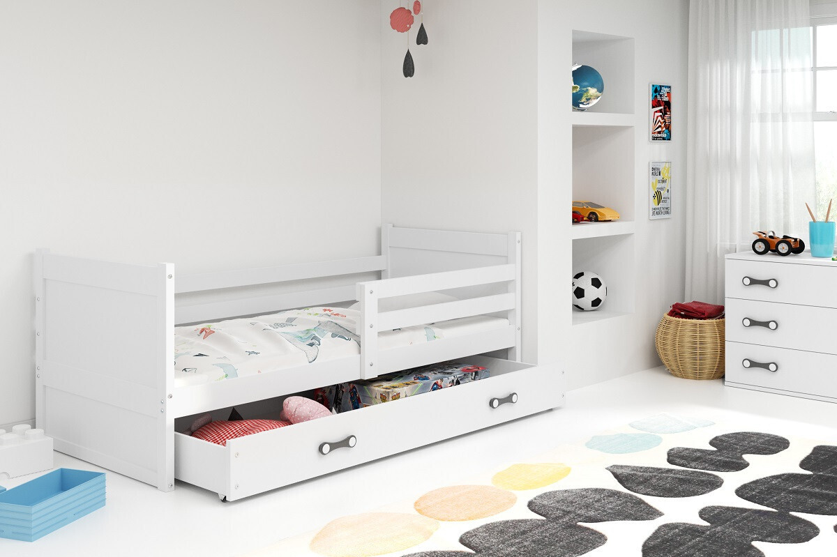 Kinderbett mit Stauraum mit Matratze 80x190 FERGUS - Weiß