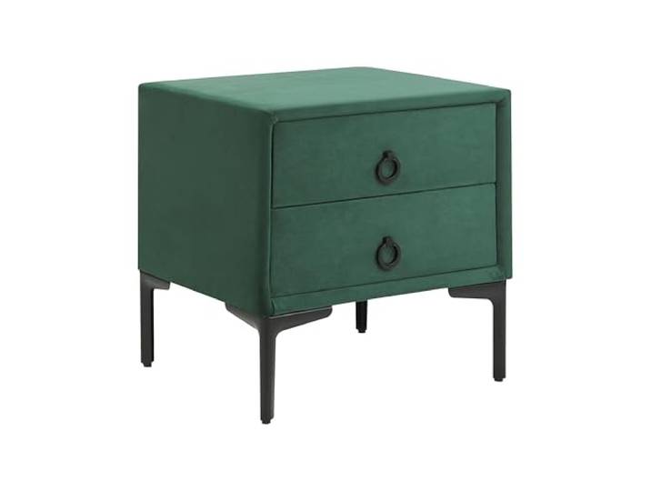 Beliani Nachttisch mit 2 Schubladen Dunkelgrün Samtstoff 2 Samt Stoff, Grün, Glamourös, Pulverbeschichtet, 44 x 38 x 45 cm, 100% Polyester