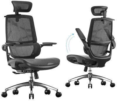 SIHOO M59AS Ergonomic Office Chair, High Back, Mesh, 3D Flip Armrests, 300lb - N/A