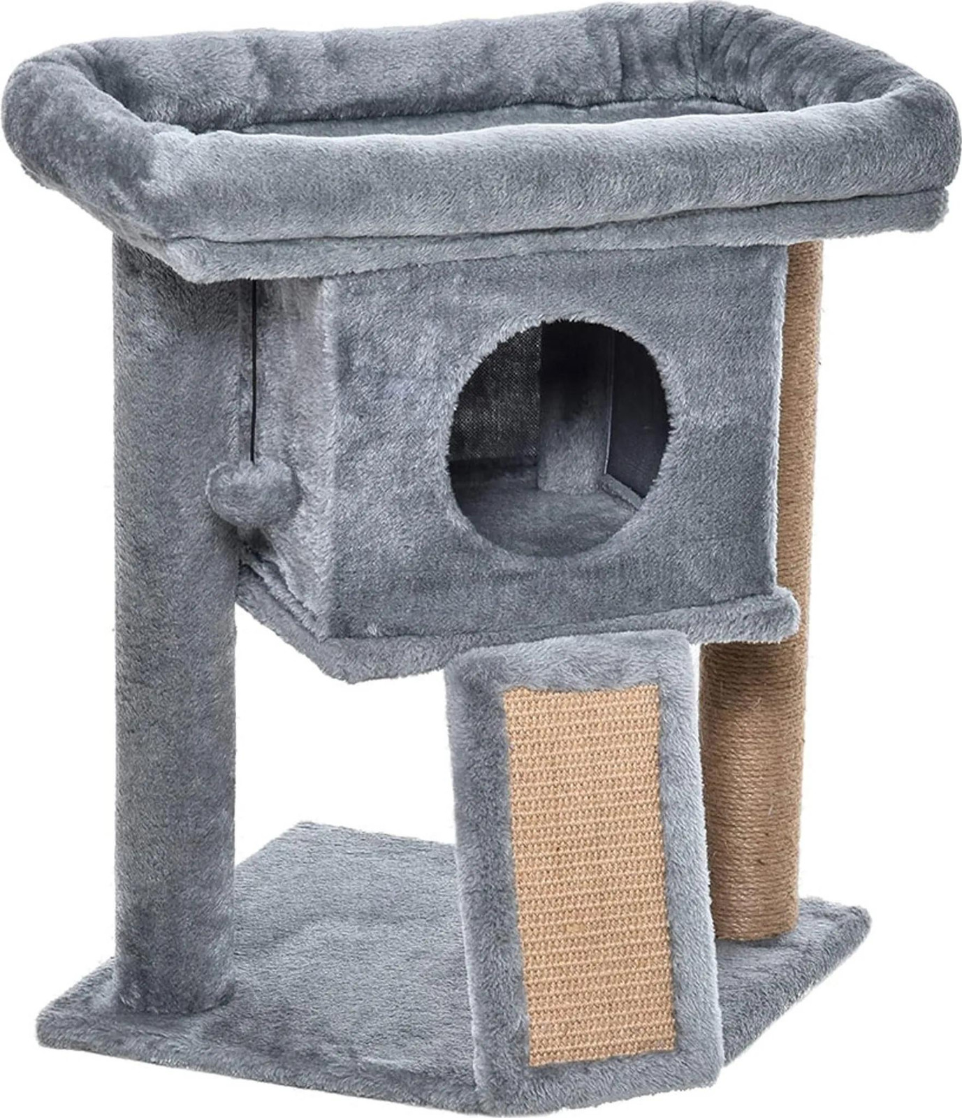 PawHut Kattenmeubel met rustplaats en krabpaal, lichtgrijs, B/D/H: 40 x 40 x 57 cm