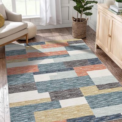 Garvee Modern Geometric Block Living Room Area Rug