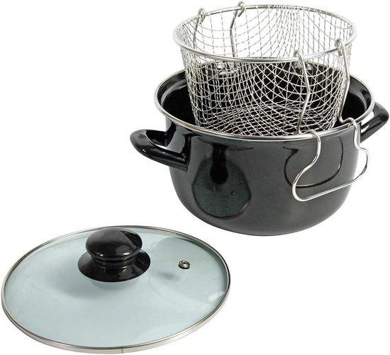 CREALYS Traditionele Friteuse van Geëmailleerd Staal - Zwart - 26 cm