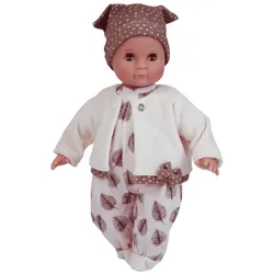 Schildkröt Puppe Schlummerle 32 cm mit Malhaar und braunen Schlafaugen, Kleidung rose/weiss/braun