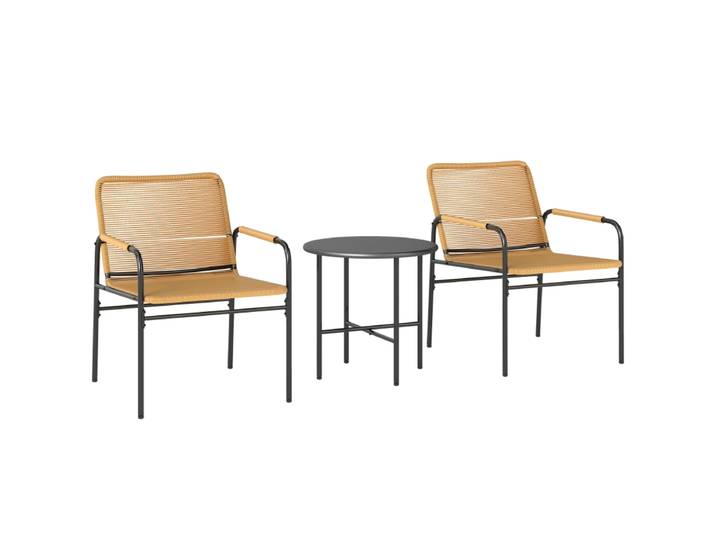 Ensemble de bistro en rotin 3 pièces, groupe de sièges, ensemble de meubles de jardin avec 2 chaises de jardin, table basse, ensemble de meubles de balcon pour jardin