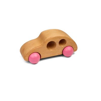 Pfingstweid - Stadthupfer pink aus Erle mit pinkfarbenen Rädern aus Buche, Holz