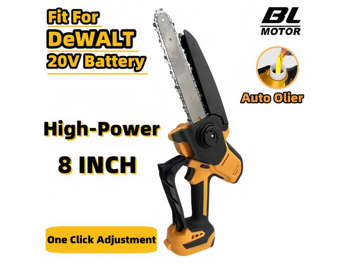 Tronçonneuse électrique sans balais de 8 pouces, huileur automatique, réglage en un clic, outils électriques de scie haute puissance pour batterie DeWALT 20V