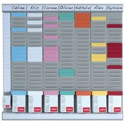 Nobo Büro Planer Set für T-Karten Gr. 2 Aluminium 7 Spalten 24 Fächer Packung mit 5 Stück