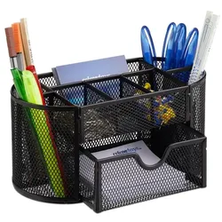 Relaxdays Schreibtischorganizer mit Stifthaltern Schwarz