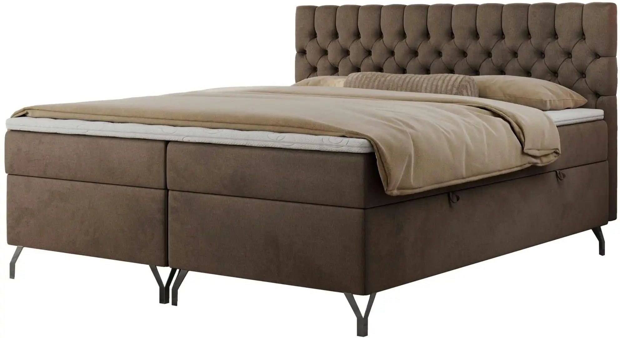 Höffner Boxbett mit Bettkasten Grimaldi ¦ braun ¦ Maße (cm): B: 144 H: 115