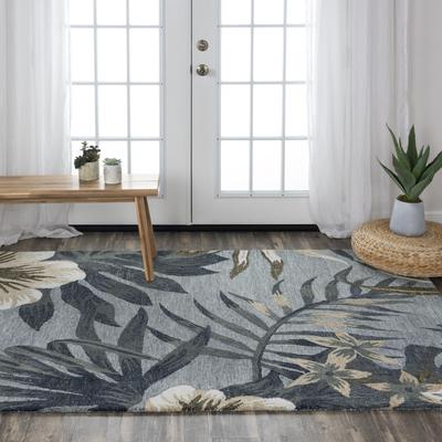 Alora Decor Mirage Tropical Grey, Ivory and Charcoal Blue Hand-tufted Rug