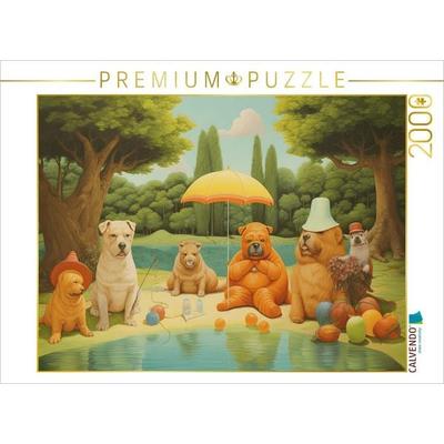 CALVENDO Puzzle Sechs Hunde verbringen den Tag am See | 2000 Teile Lege-Größe 90x67cm Foto-Puzzle für glückliche Stunden