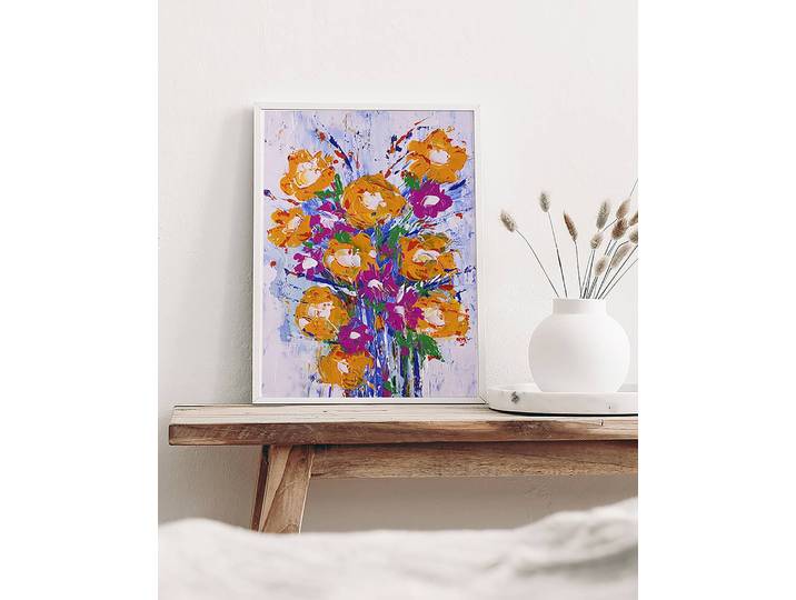 Tableau déco Abstract Bouquet Matériau : Matière plastique, Bois massif Surface en bois : Laqué Type de matière synthétique : Verre acrylique