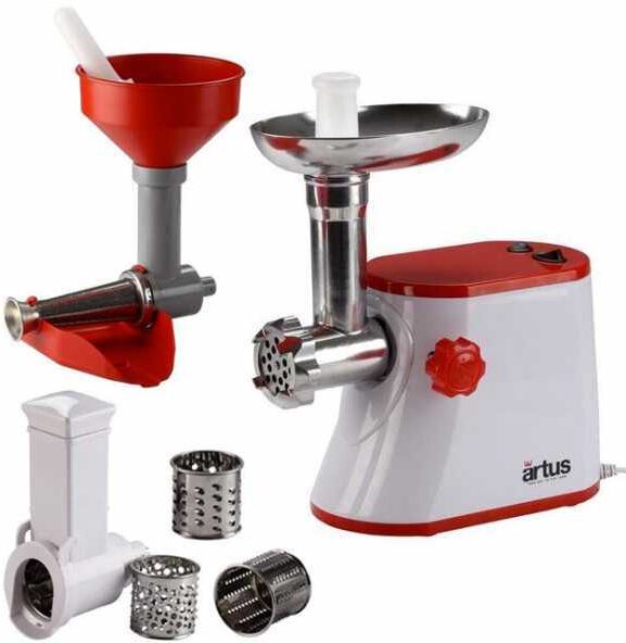 Artus K15 - Presse-tomates - Hachoir à viande - Râpe - Coupe-légumes - 250W