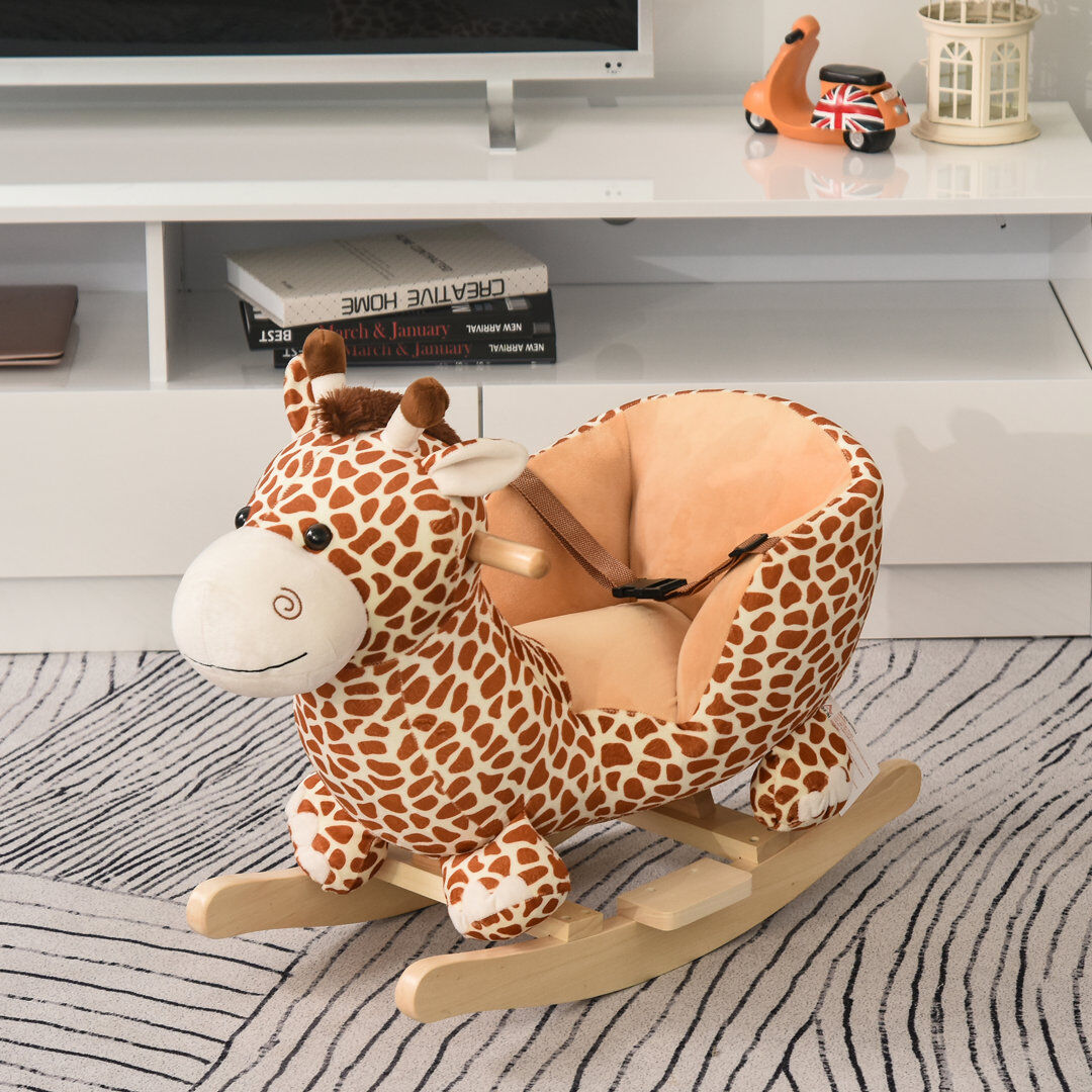 Zoomie Kids Acton Rocking Horse Toys Giraffe Seat Belt for Children Kids Toddlers Yellow 45cm H X 60cm W X 33cm L