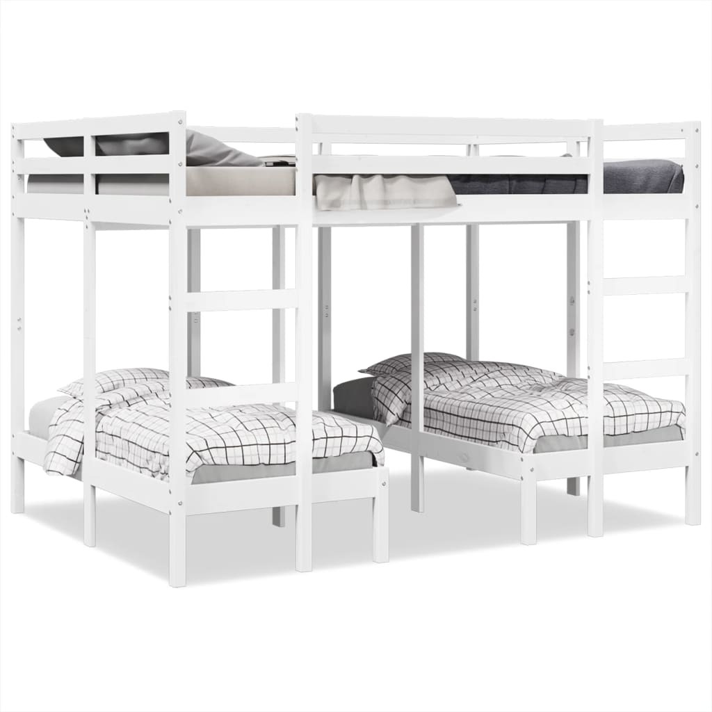 Maison Exclusive - Dreifach-Etagenbett Weiß 140x200/70x140 cm Massivholz Kiefer