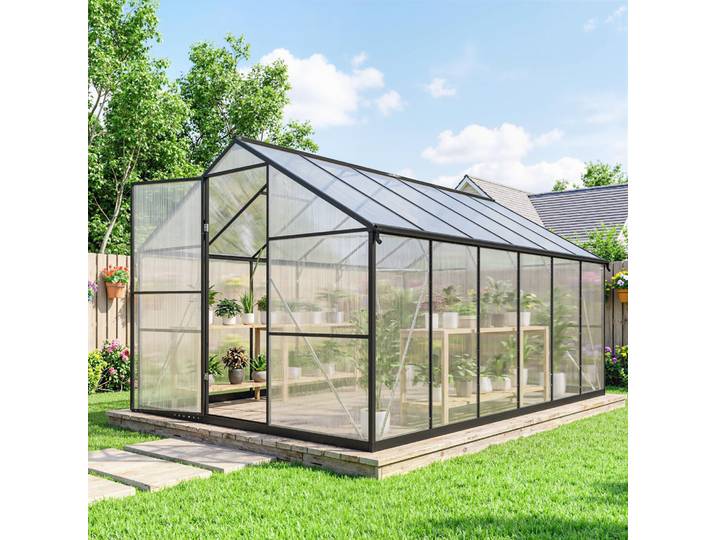 Outsunny Serre Aluminium Polycarbonate 363x247x205cm Transparent