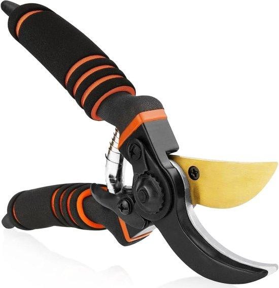 Professionele snoeischaar met titanium snijrand in zwart, roestvrij staal, 21 cm