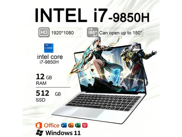Nouvel Ordinateur Portable 2026 Windows 11 Intel Core i7-9850H PC Portable Gamer 16 Go RAM 512 Go 1 To SSD 1920x1080 Ordinateur de Bureau