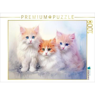 CALVENDO Puzzle Katzen im Pastellstil | 1000 Teile Lege-Größe 64x48cm Foto-Puzzle für glückliche Stunden
