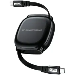 CONCEPTRONIC Kabel USB-C2.0->C 100W/PD,480Mbs einziehbar sw