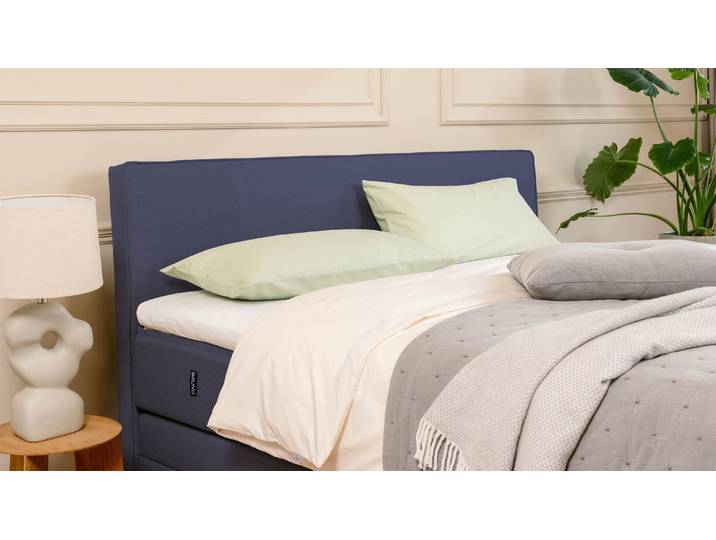 BRUNO Boxspringbett Premium mit Bettkasten 160x200cm in Blau Matratzen-Härtegrad: Links H2 / Rechts H3 extra viel Stauraum & individuell konfigurierbar