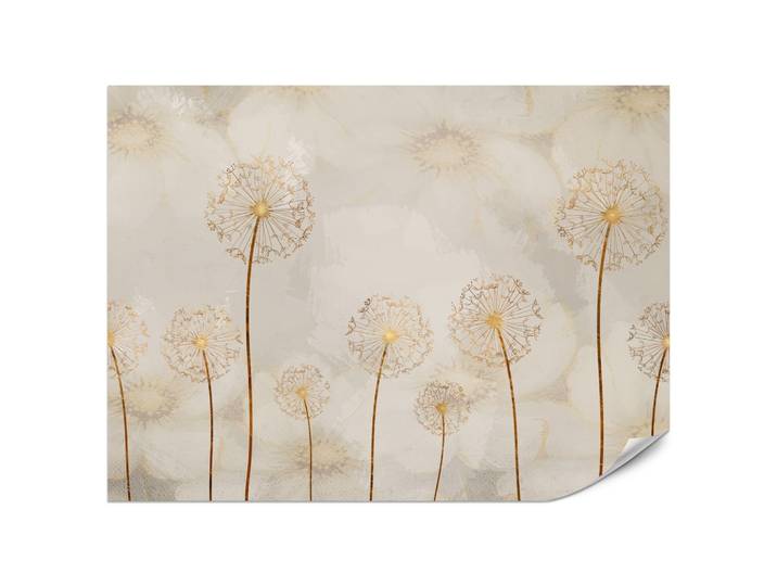 FOTOTAPETE für Schlafzimmer Goldene Löwenzahn Aquarell Blumen 200x140