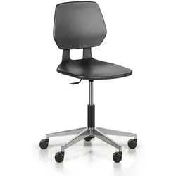 Arbeitsstuhl ALLOY Kunststoff, niedrig, auf Rollen, schwarz