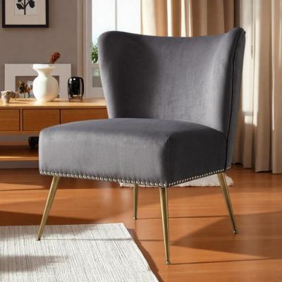 "25"" Polyester Armless Printed Cloth Accent Slipper Chair with Metal Legs and Modern Upholstered Design"