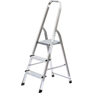 MUNK Stehleiter 11124, mit Plattform, aus Aluminium, bis 150kg, mit 3 Stufen
