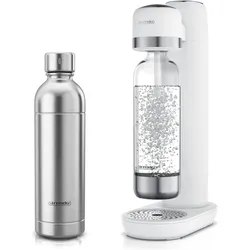 Arendo Wassersprudler Set + Edelstahlflasche 1 l, Soda Maker mit 2 Flaschen, für 60 l CO2-Zylinder, Wassersprudler, Weiss