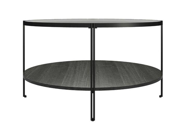 Mid.you Couchtisch Wainwright, Schwarz, Metall, rund, Rundrohr, 79x44x79 cm, gastro- und objekttauglich, Holzmöbel, Holztische, Couchtische Holz