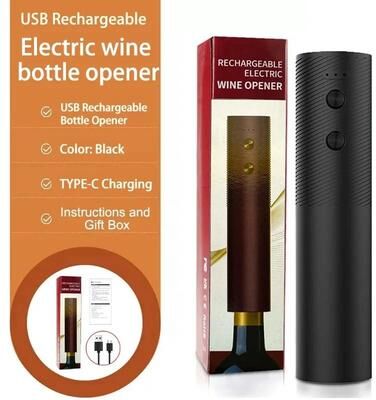 Uplifted Goods Professional Rechargeable Automatic Electric Wine Opener black