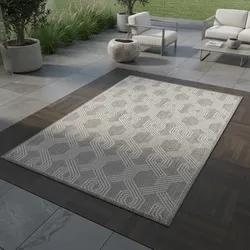 Teppich Outdoor LIRIA in Grau, geometrisch, 60 x 100 cm