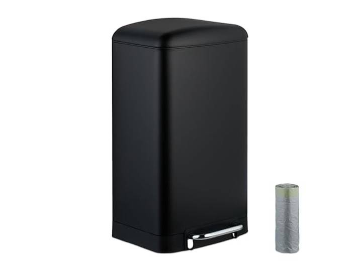 Relaxdays Mülleimer Küche, 30 L, Fingerabdruckschutz, schwarz